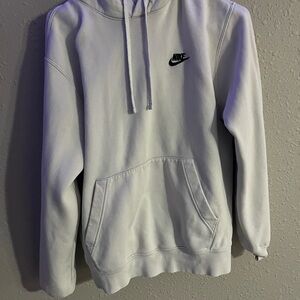 Nike White Sweatshirt with Swoosh Logo and Drawstring Hood